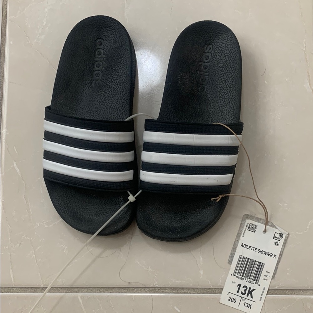 Adidas Adilette Black and White Slides